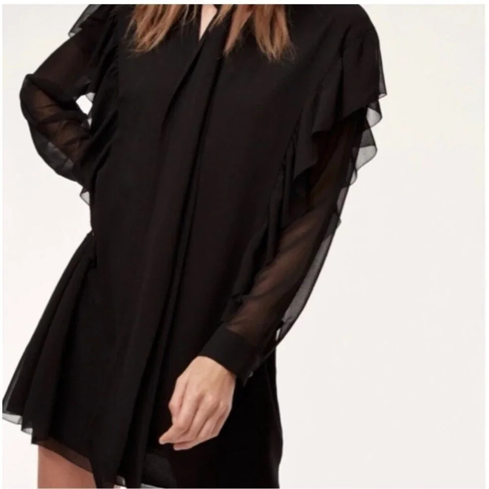 Aritzia Wilfred Women’s Bernadette Ruffle Dress Black  Size XXS New